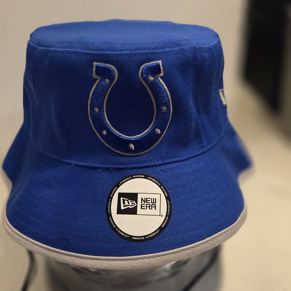 Indianapolis Colts New Era Blue Bucket Hat with Gray Trim